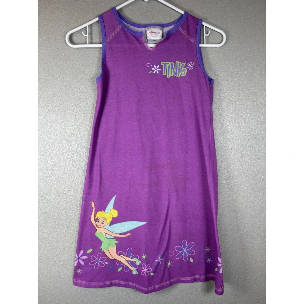 Disney Store Tinker Bell Purple Nightgown Tank Dress Girls 7/8 Sleeveless 2000's